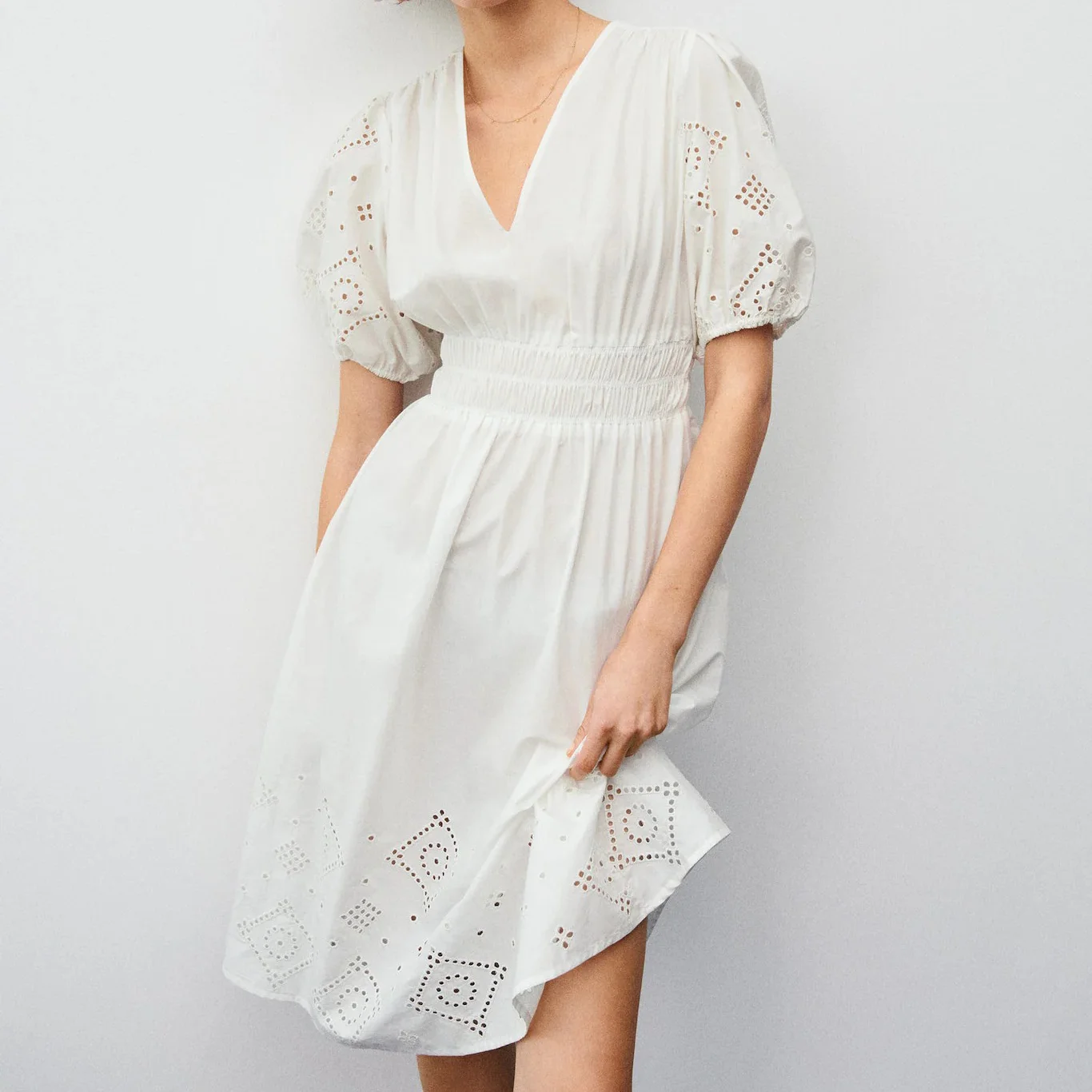 Embroidered Cotton Dress Women Dresses Casual Summer Ladies Dinner Robe