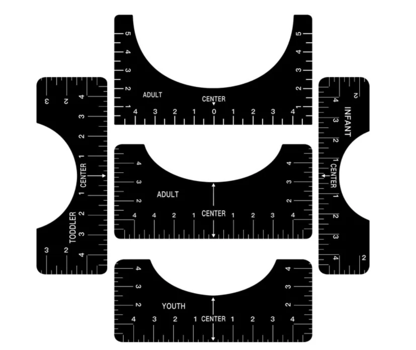 Комплект из 4 предметов, чистый белый футболка Линейка-направитель для Виниловый фон для выравнивания футболка линейки