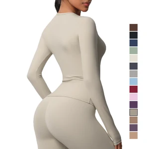 Women Long Sleeve 80% Nylon 20% Spandex Shirts High Quality Soft Daily Wear Crop Top T Shirt