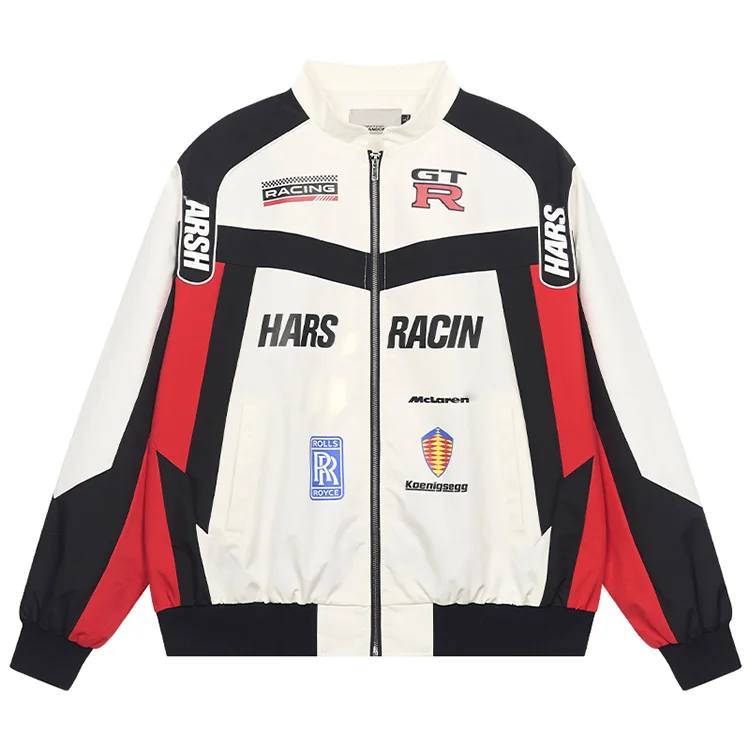 Men's Personalised Round Neck Pu Leather Block Jacket Men_voghion.com