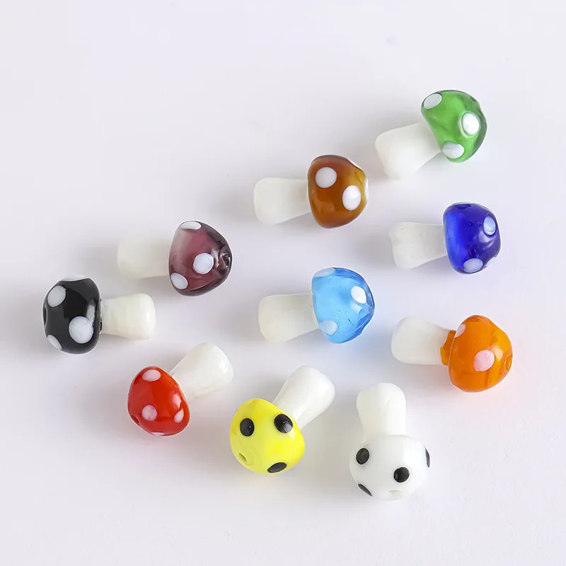 glass mushroom beads loose beads for