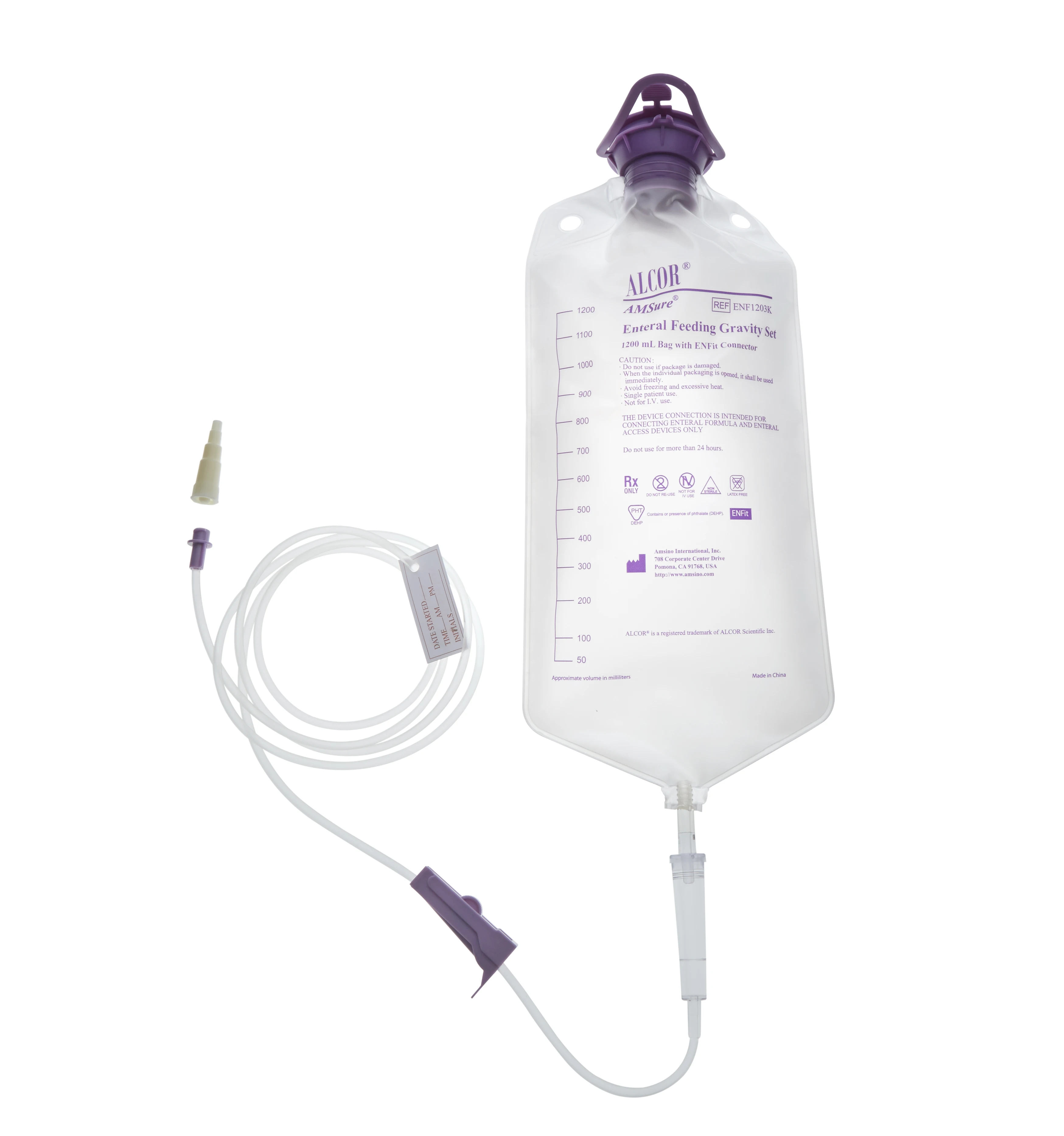 Disposable Medical Enteral Feeding Gravity Set with Pre-Attached Bag with Enfit Connector