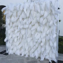 Hot Sale Handmade Silk Flowers Wall Backdrop Modern Wedding Party Decoration Artificial Lifelike White Feather Backdrop Wall