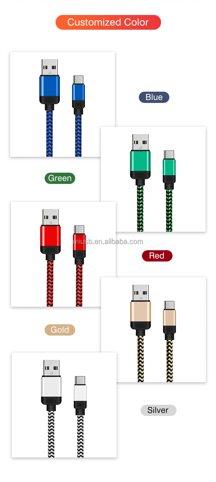 Free Shipping Fast Charging 10FT Nylon Braided Micro USB Data Cable Type C Charging Cable For Iphone - ANKUX.COM