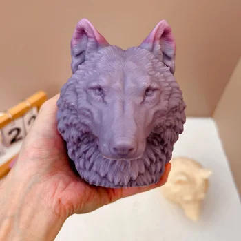 shaobeauty Big size Wolf head silicone mold 3D animal Wolf statue candle silicone mold Aromatherapy soap