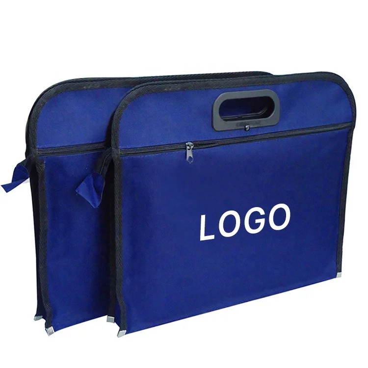Customized LOGO Printing Packed B4A4 Canvas Cotton Briefcase Oxford Zipper Conference Document Tote Bag