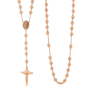 Silver 18k Gold Plated Cross Pendant Rosary Chain Jewelry Pearl Beads Prayer Christian Rosary Necklace