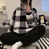 GreyBlackPurpleCheckFleeceSet
