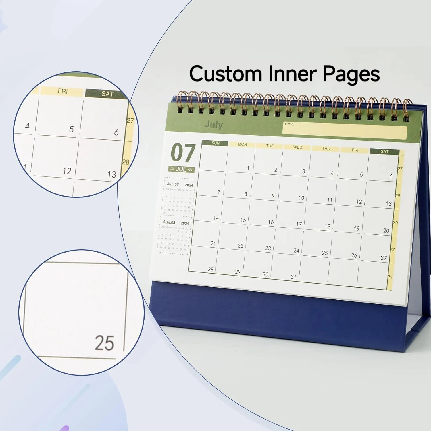 Fully Customize Based on Your Pdf Document Custom Made Table Calendar 2025 Desk Calendar with Triangle Stand