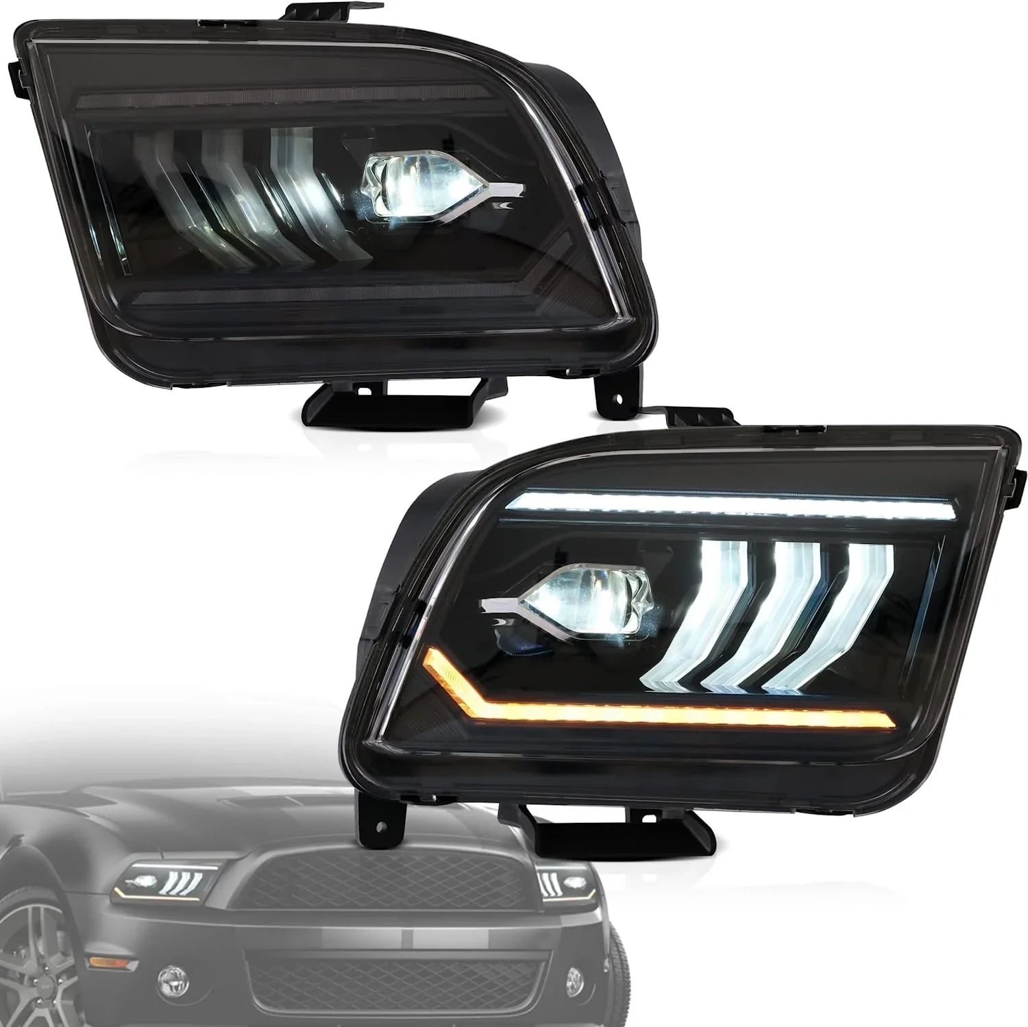 3ème Feu Stop LED Pour Ford Mustang 2005-2009 - Rouge Ou Fumé - Boîtier Chromé - Compatible OEM