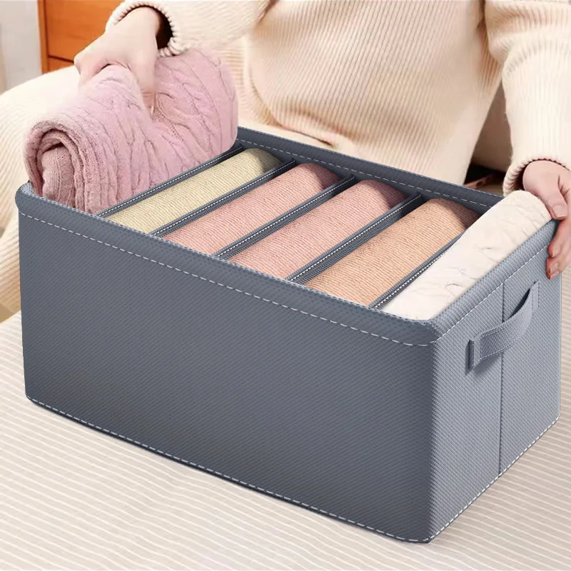 Foldable Closet Storage 6 Grids Basket Box Wardrobe Organizer Hot Sale Washable Fabric Clothes Storage Boxes & Bins