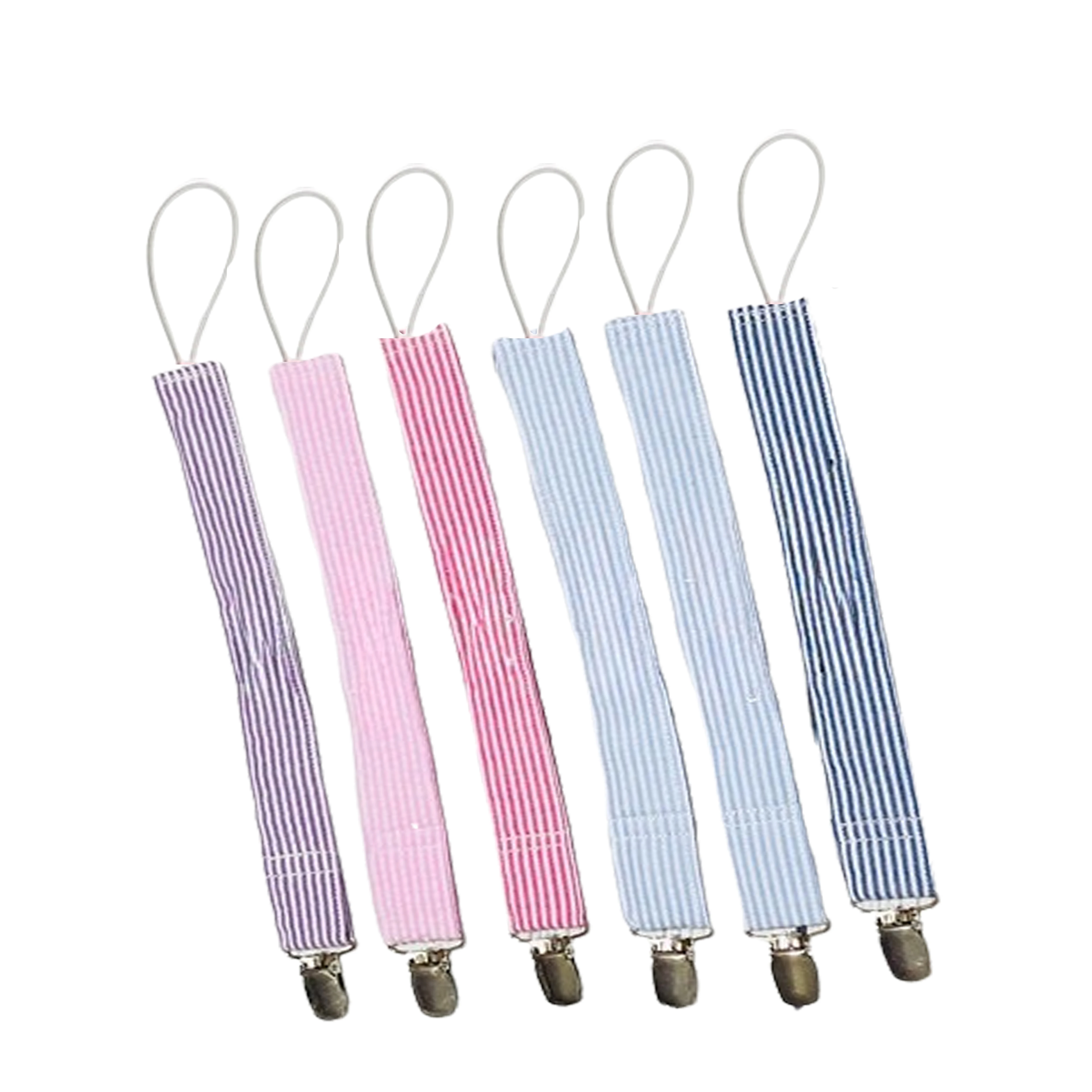 Monogrammed Pacifier Holder Personalized Name Cotton Seersucker Soothy Binky Clip Holder Paci