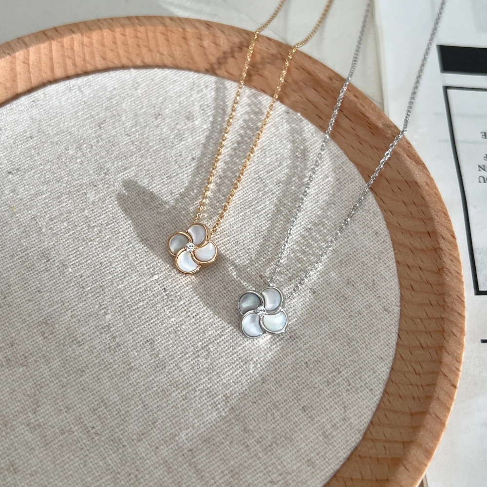 KAKODIY rhodium champagne gold-plated clover necklace four-leaf clover necklace flower lucky pendant exquisite jewelry gift detail 1