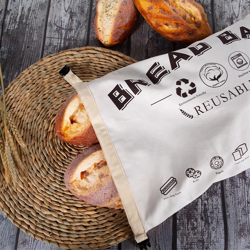With Buckle TPU Liner Reusable Custom Bag Bread Cotton Bread Bag