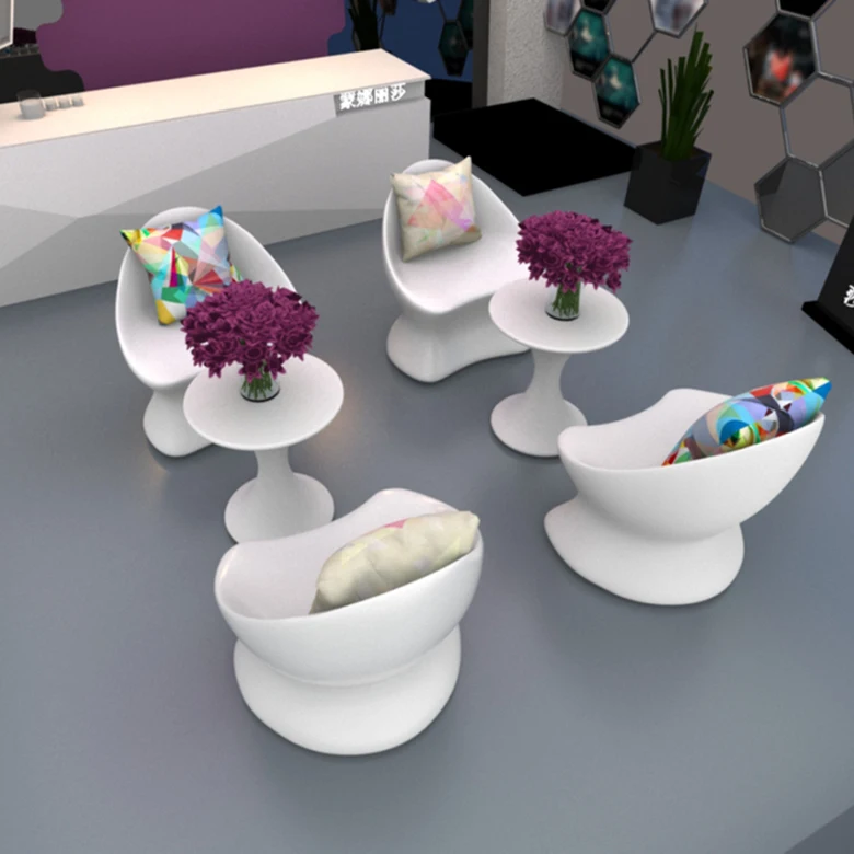 Y803 Fiberglass Moon Shape Sofa Table Chair Luxury Salon
