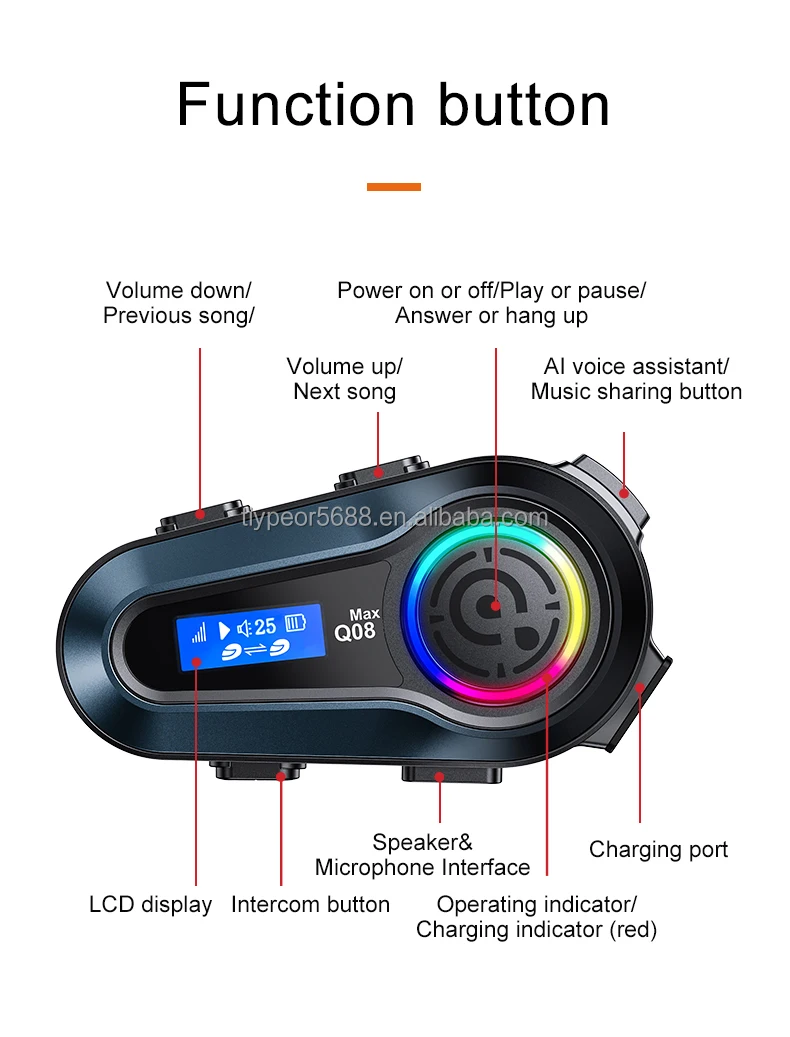 product tiypeor waterproof intercom motorcycle lcd display music sharing two people intercom bluetooth interphone headset for motorcycle-10