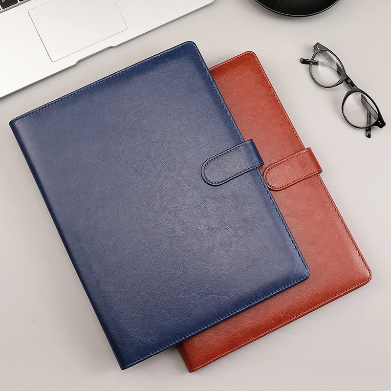 Wholesales Factory Price  Conference Folders Custom Embossed logo File Folder  A4 PU Leather Portfolio Folder