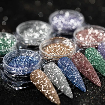 Wholesale 8 Colors 2 Version Nail Supplies Crystal Tiny Diamond Colorful Shiny Glitter Nail Powder for DIY Nail Salon