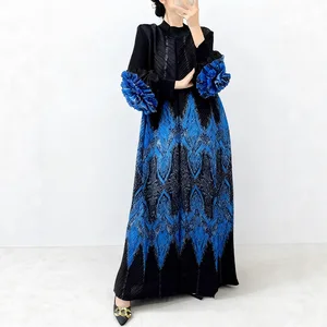 Women's Fashion Dress with a Unique Floral Design Casual and Loose Plus Size Dress Miyake Pleated Dress Factory Direct