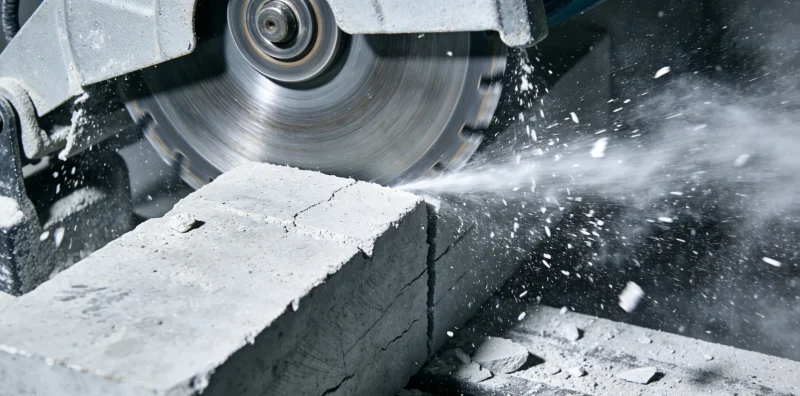 Fast cutting of reinforced concrete with our saw blade