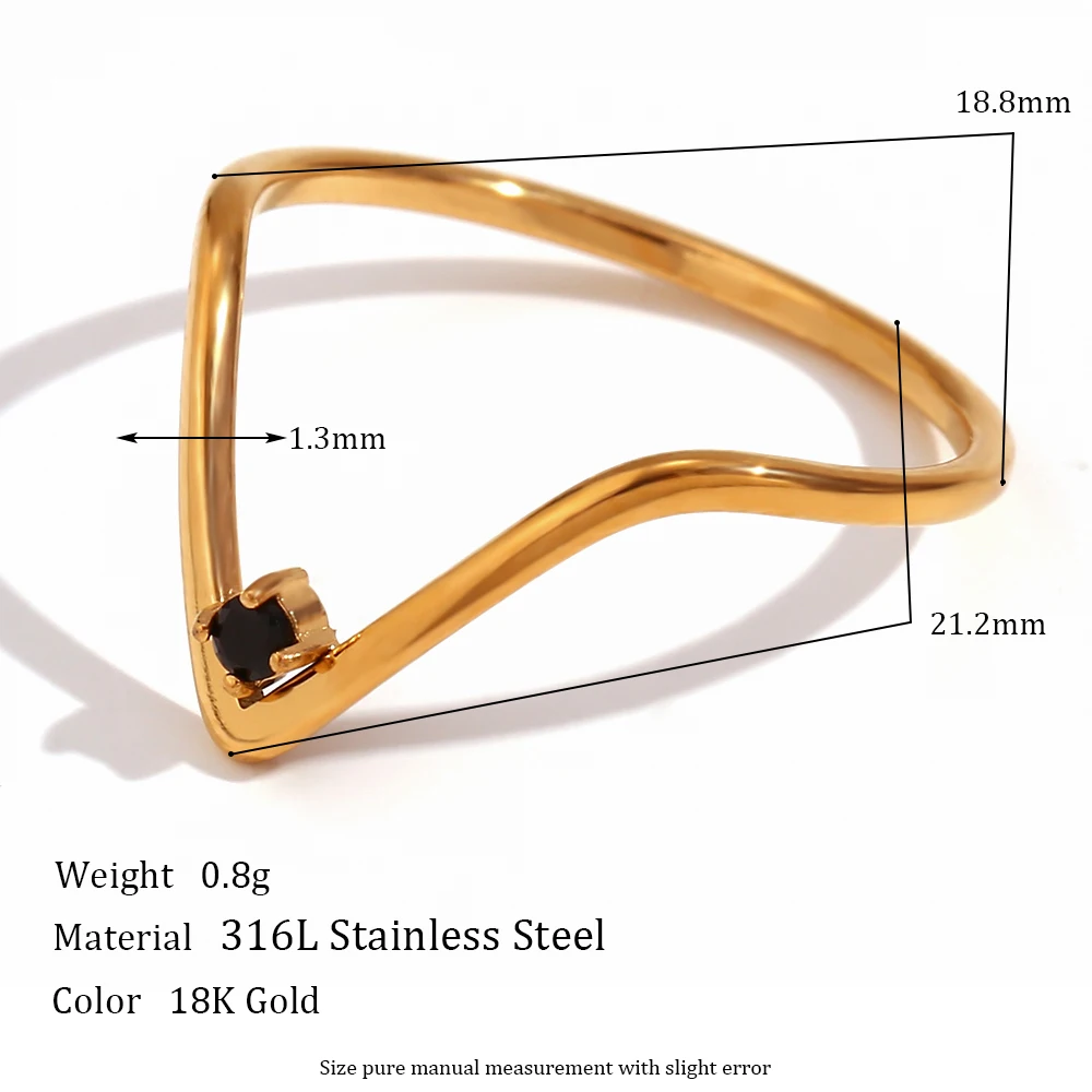 Geometric New Design Zircon Ring Stainless Steel Jewelry 18k Gold