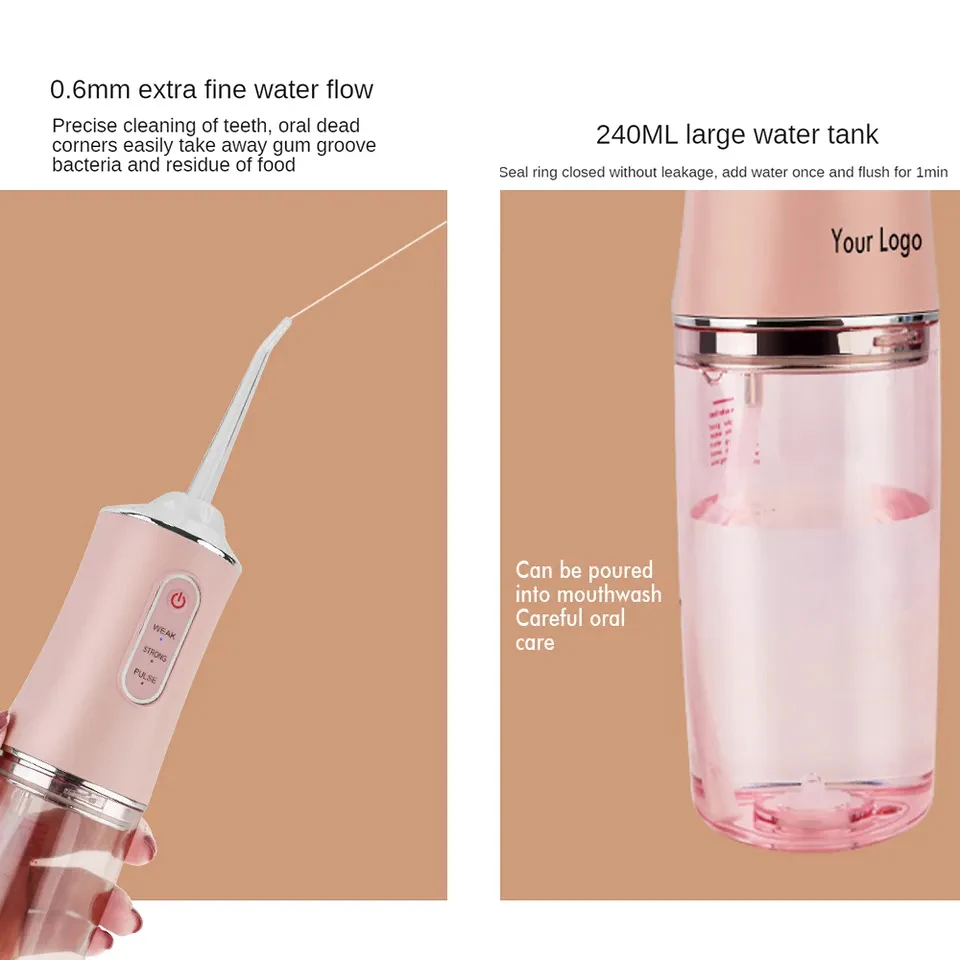 OEM Portable Waterproof Teeth Clean USB Cordless Dental Care Irrigator Water Pick Flosser for Teeth