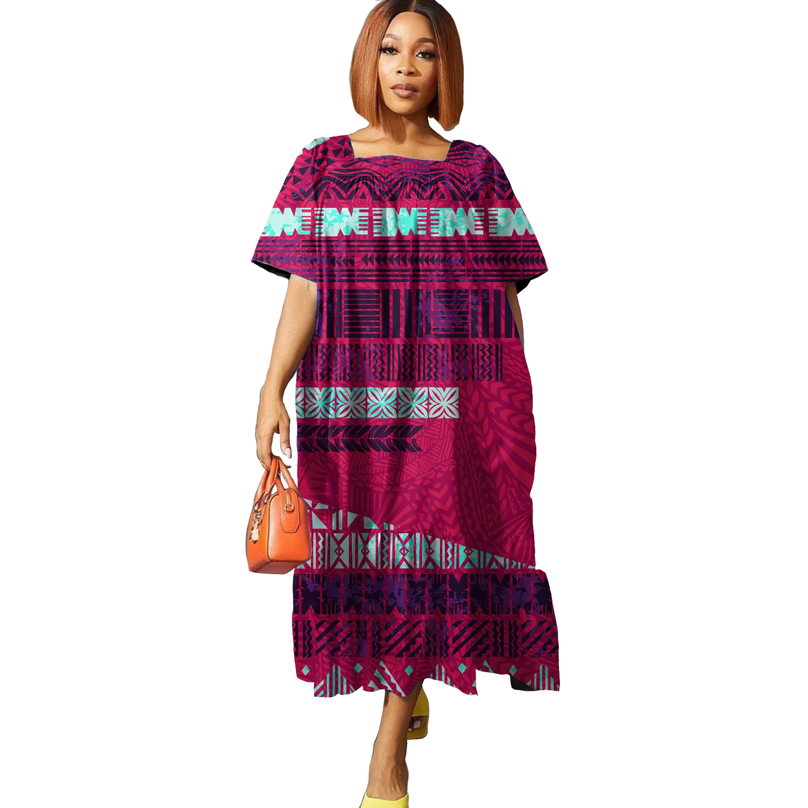 Wholesale Samoan Polynesian Traditional Tribal Print Ladies Casual Dresses  Custom Dresses Women Sexy Fashion Girls Party Dresses