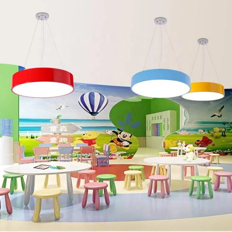 Hexagonal LED Pendant Light 48W 60cm Colorful Shell Ceiling Lamp Kindergarten Classroom Children's Playground LED Pendant Light