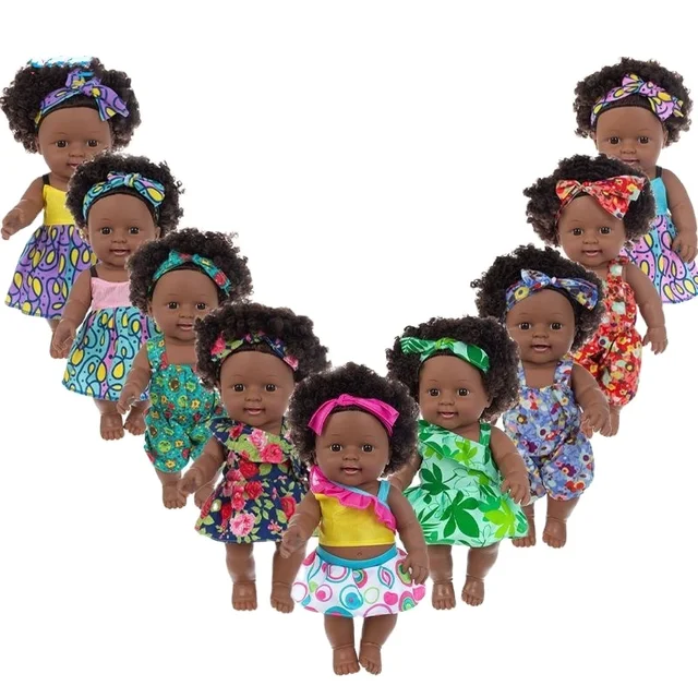 12 "soft glue reborn doll Afro Black baby cute baby soothing doll Toy doll bulk wholesale birthday gift