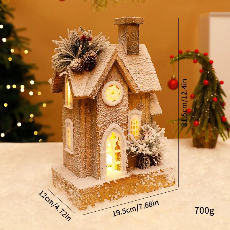 LED-Lit Acrylic Christmas Cottage Village Decoration – 2D Gingerbread House Ornament, Warm Glow For Holiday Room Décor