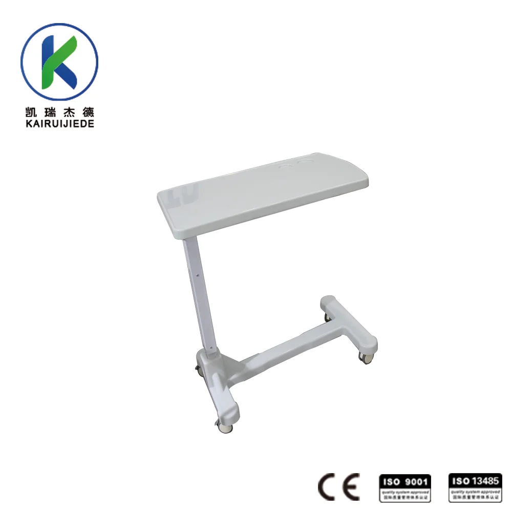 Jed Hebei Hengshui Manufacturer's Hospital Medical Furniture Movable ABS White Dining Table 4 Silent Wheels Brake Patient