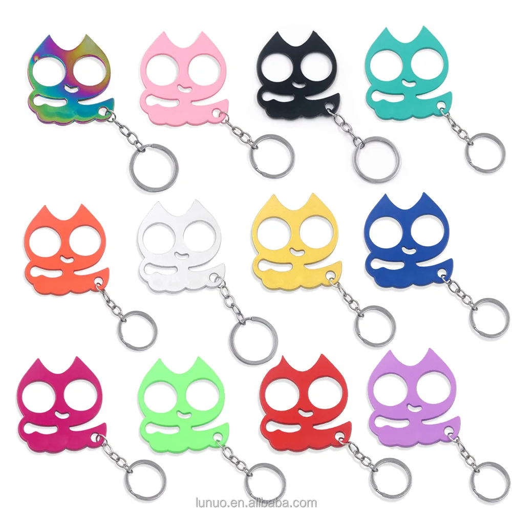 Portable Multifunction Brass Cat Ear Keychains Accessories Zinc Alloy Outdoor Tools Keyring