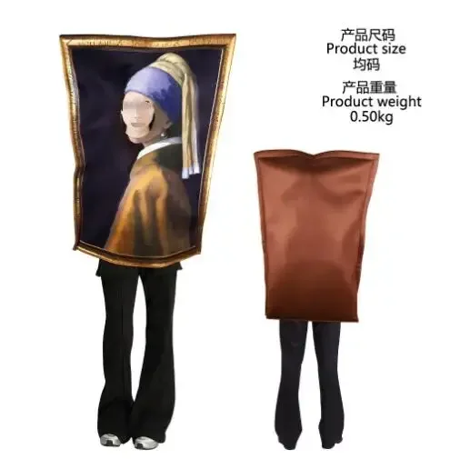 Disfraces de Halloween Arte Pintura Famosa, Pinturas Famosas Disfraz Mona Lisa Ropa de Broma usable Disfraces de Fiesta de Halloween, Trajes de Pintura de Marco Famosos Divertidos para Hombres Mujeres