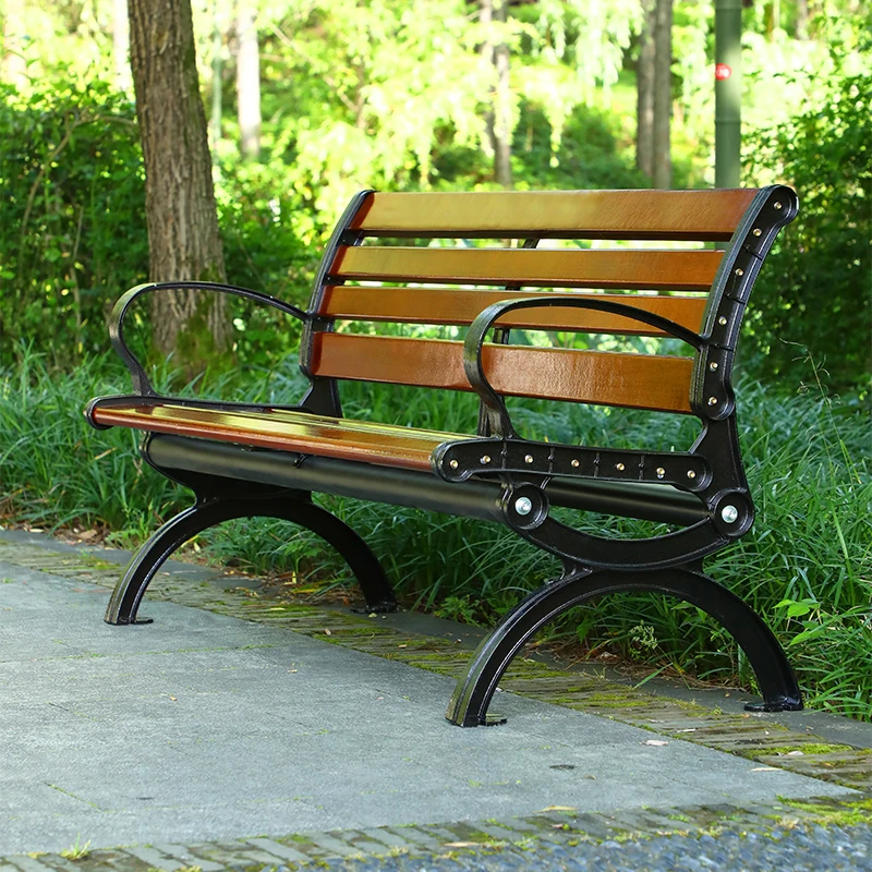 Factory Wholesale Outdoor Furniture Bench Chair Durable Pine Wood Garden Street Cast aluminium Seating Bench details