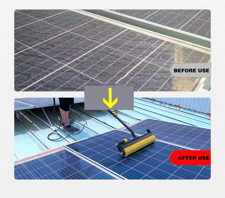 Solar Panel Photovoltaic Cleaning Machine Dry Water Washing Handheld Electric Power Station Cleaning Roller