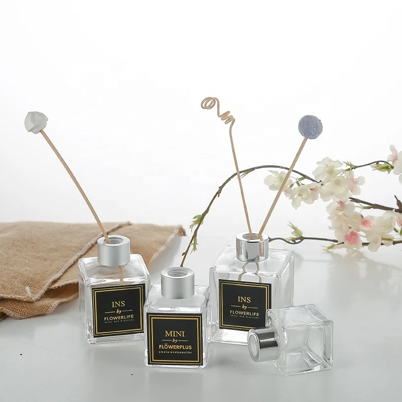 50ml 100ml 150ml 200ml 250ml 500ml Empty Perfume Oil Bottle Clear Round Square Shape Aroma Reed Diffuser Bottle with Stopper