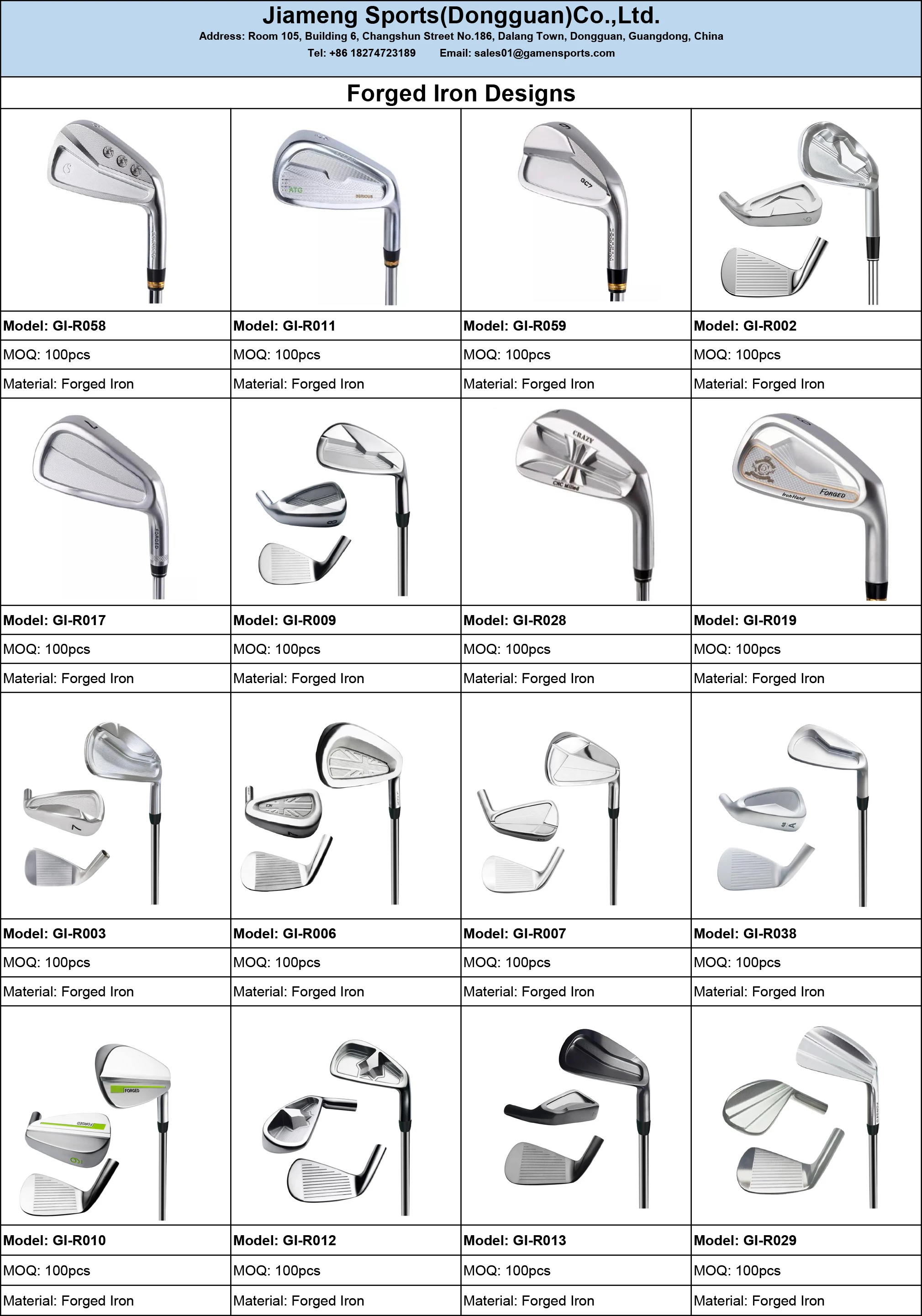 Набор кованых головок клюшек для гольфа