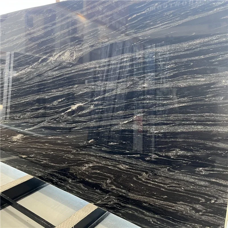 product natural luxury black granite slabs with white veins for countertop and wall cladding black quartziter slabs-5