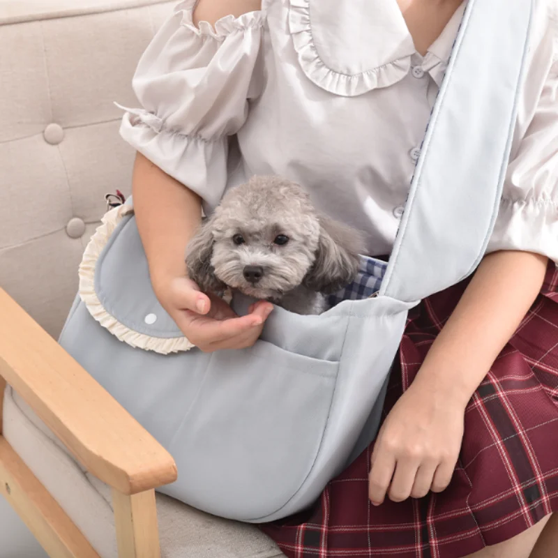 Customizable Comfortable Cotton Cat Dog Travel Carrier Bag Breathable Lightweight One Shoulder Crossbody Sustainable Print