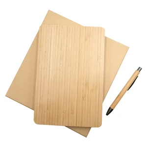 Promotion  Bamboo A5 Note Book Custom Logo Diary Journal Writing Notebook Business Gift Set