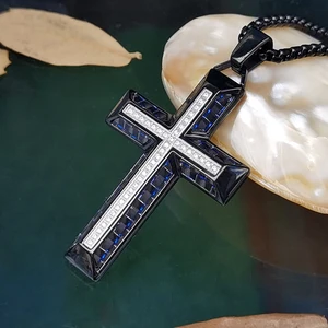 Fashionable Tizti  Lightweight Forged Carbon Fiber Pendant Stainless Steel Necklace Gift Men Jewelry Cross Necklaces