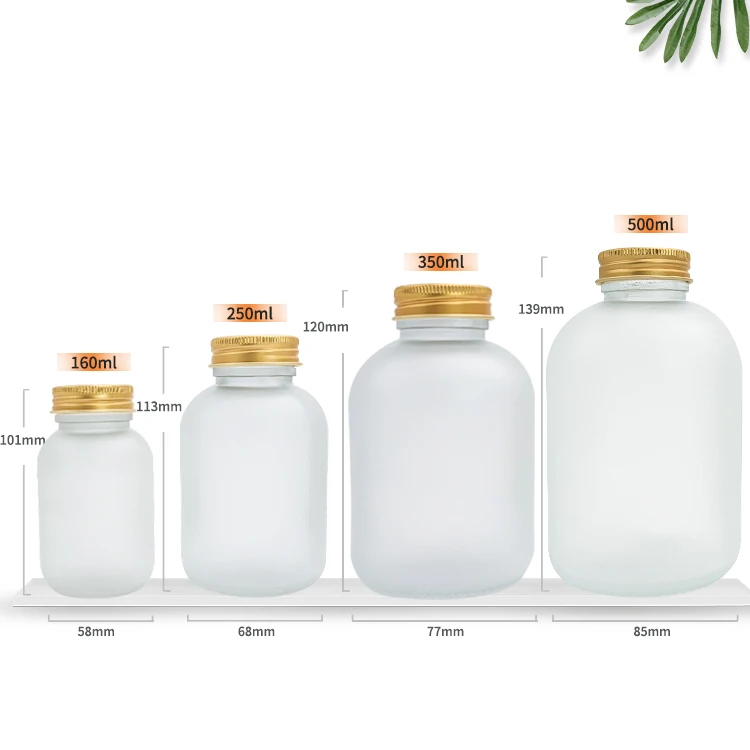Reusable 160ml 250ml 350ml 500ml Frosted Cylinder Vintage Drinking Jar Bottles Yogurt Juice Glass Beverage Bottle With Metal Lid