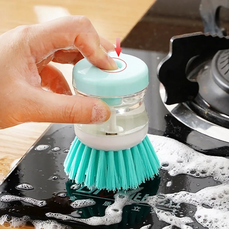 Brosse de lavage liquide de type presse, brosse de nettoyage automatique de cuisine, brosse de nettoyage de décontamination multifonctionnelle domestique