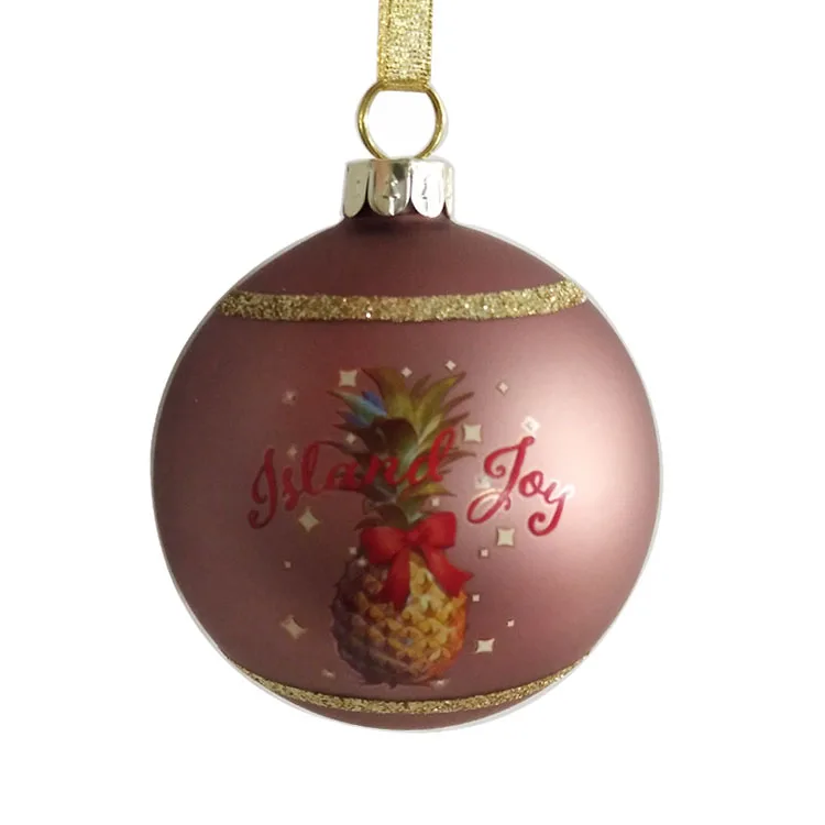 China custom made 80mm hanging decal sticker glass ball Christmas tree ornaments manufacture