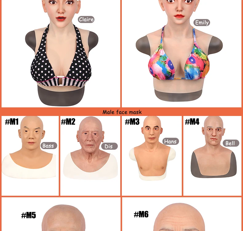 Urchoice Artificial Crossdresser Realistic Female Silicone Mask With