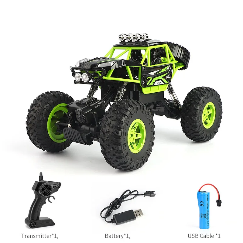 Flytec 1:14 Off Road Monster Truck, 4WD Dual Motors Rock Crawler RC Car  Hobby With 1200MAH Big Capacity Battery, LED Headlight