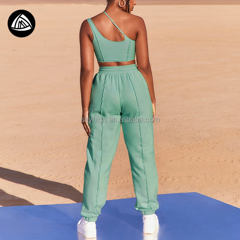 Sexy Style Women High Waist Jogger Legging Bra Set Gym 2 Piece Set