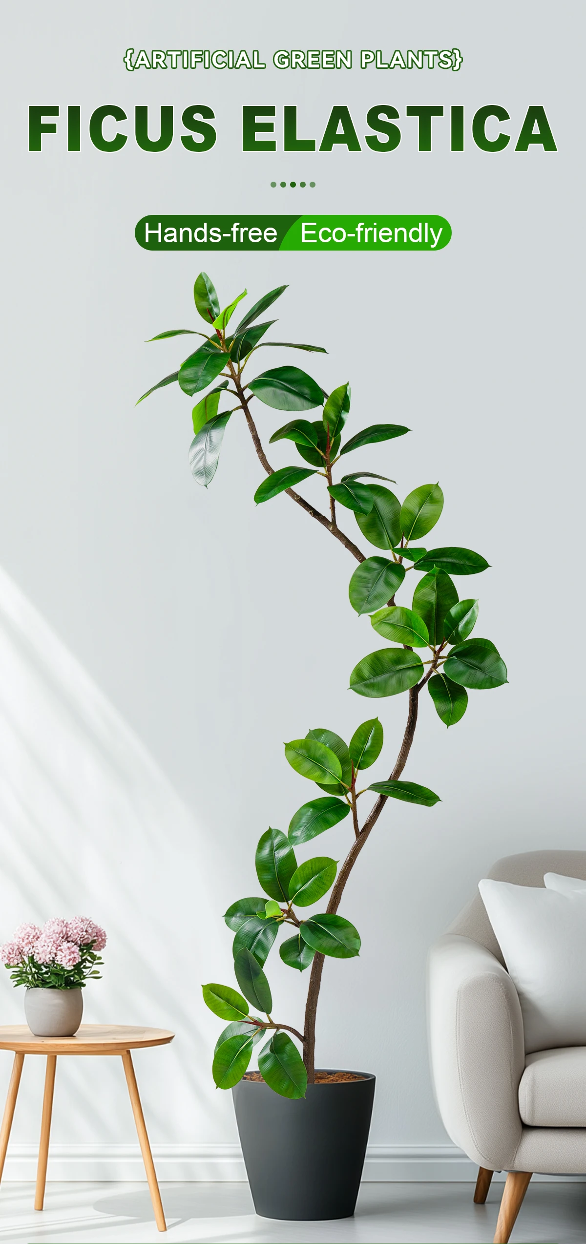 Best-Selling 2m Large Green Artificial Banyan Trees Piano Leaves Indoor Living Room Decor Silk Faux Grass for Office Decoration supplier