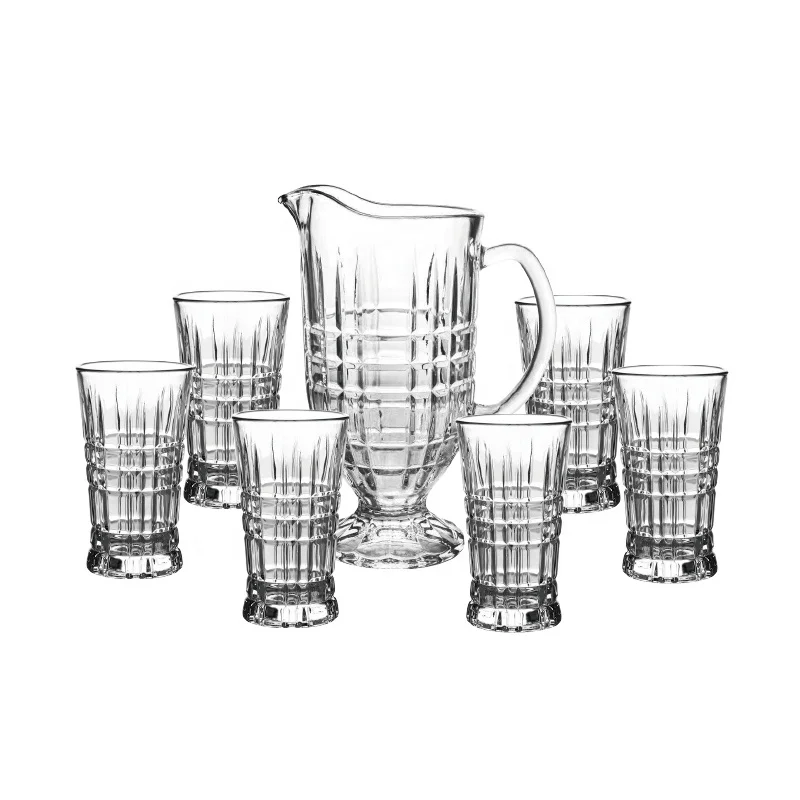 1000ml 300ml 7 Pcs Set Engraved Glass Water Jug Sets for Kitchenware
