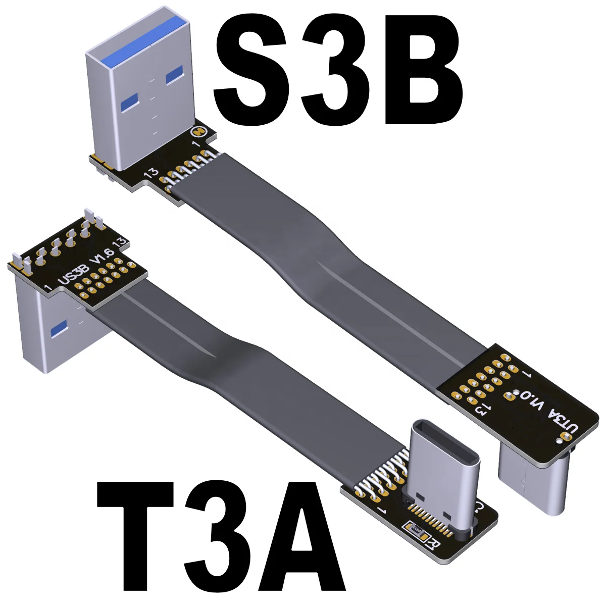 EMI Shield Right Angle  USB Type C Cable Flat FFC Cable  FPV Flat Slim Thin Flexible FPC Cable
